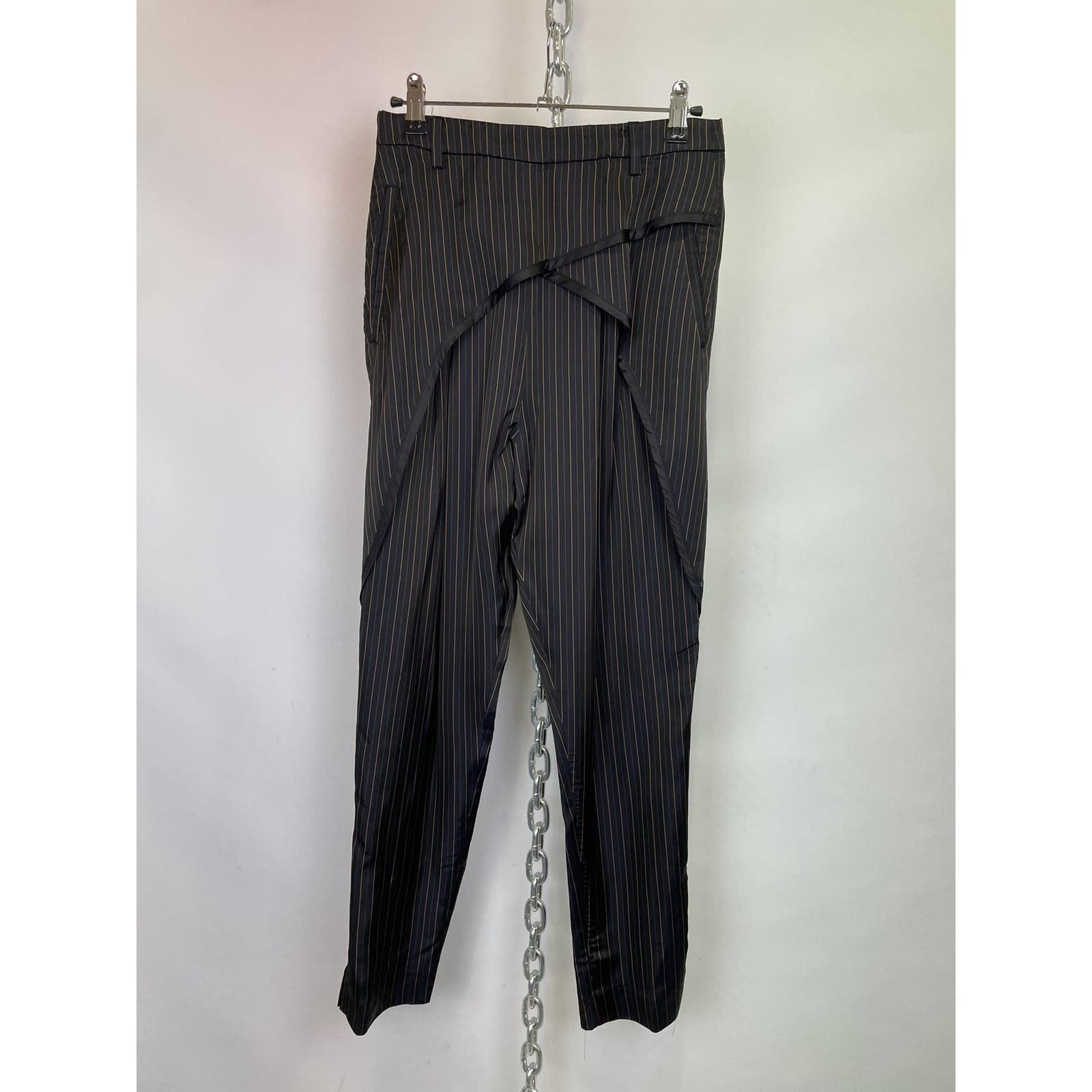 Ss15 Dries Van Noten Crossover Satin Striped Pants Size 34 26”
